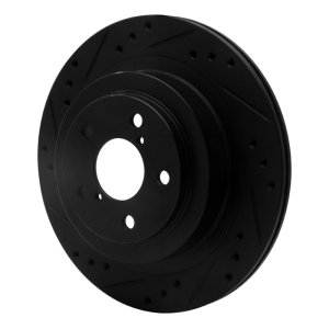 Subaru Legacy Brake Rotor (1) - Rear Left - R1 Concepts - Drilled & Slotted - Black - `05-`09